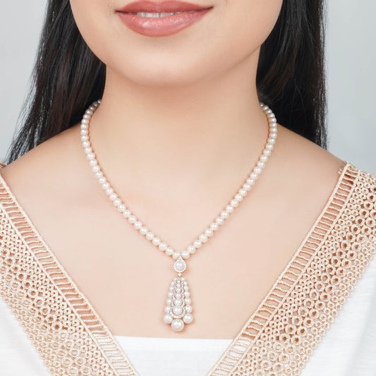 Danah 18K Gold Pearl Necklace with Zircon Stones