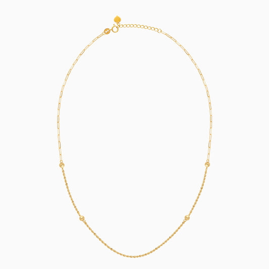 18k Yellow Gold Rope & Paper Clip Chain Necklace