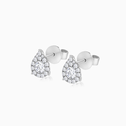 18k white gold earrings in a drop shape decorated with natural diamond stones
