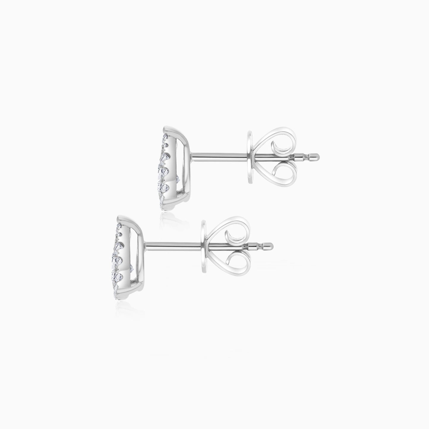 18k white gold earrings in a drop shape decorated with natural diamond stones