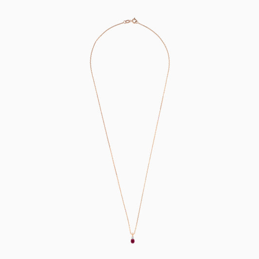 18k Rose gold Necklace decorated with natural diamonds and ruby stones | colour classic