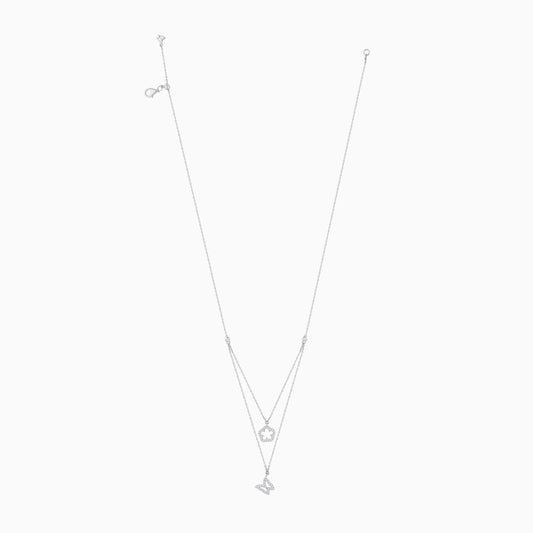 18k white gold double layered diamond necklace – trendy collection