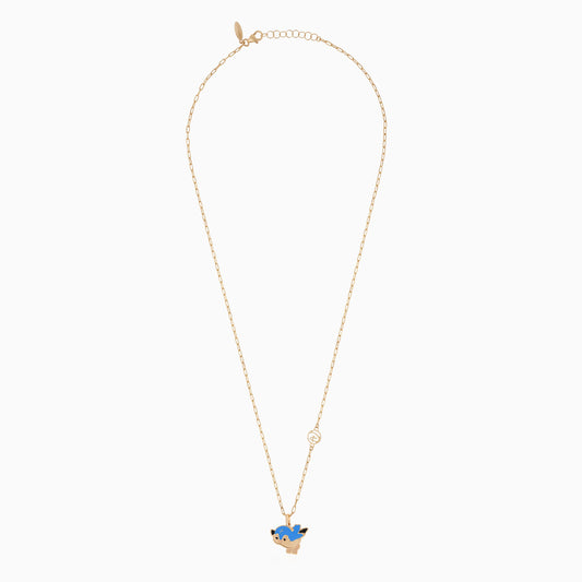 Disney Princess-Snow White Blue Bird Necklace - 18KT Yellow Gold with Enamel