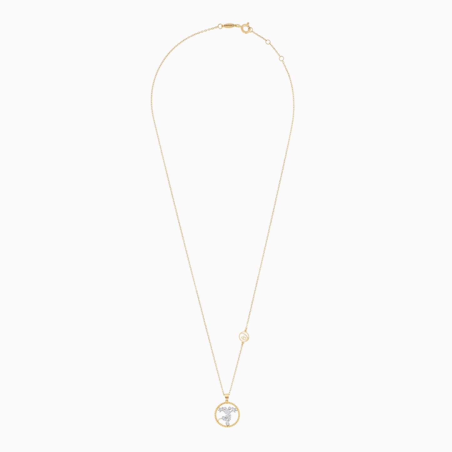 Disney- Mickey & Friends 18K Yellow Gold- Mickey Mouse Silhoutte -Necklace- with Natural Diamonds