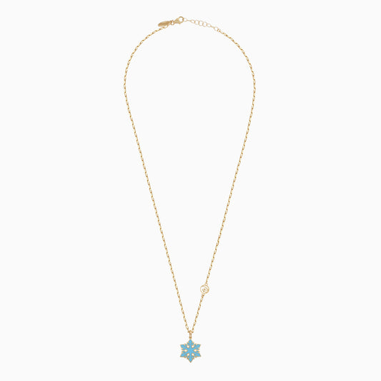 Disney Frozen-18 KT Yellow Gold - Snowflake Necklace with Enamel