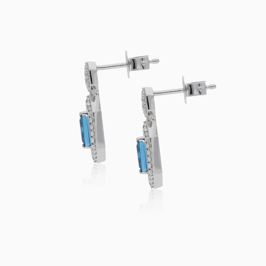 18K White Gold Diamond & Topaz Earrings - Rabiya Collection