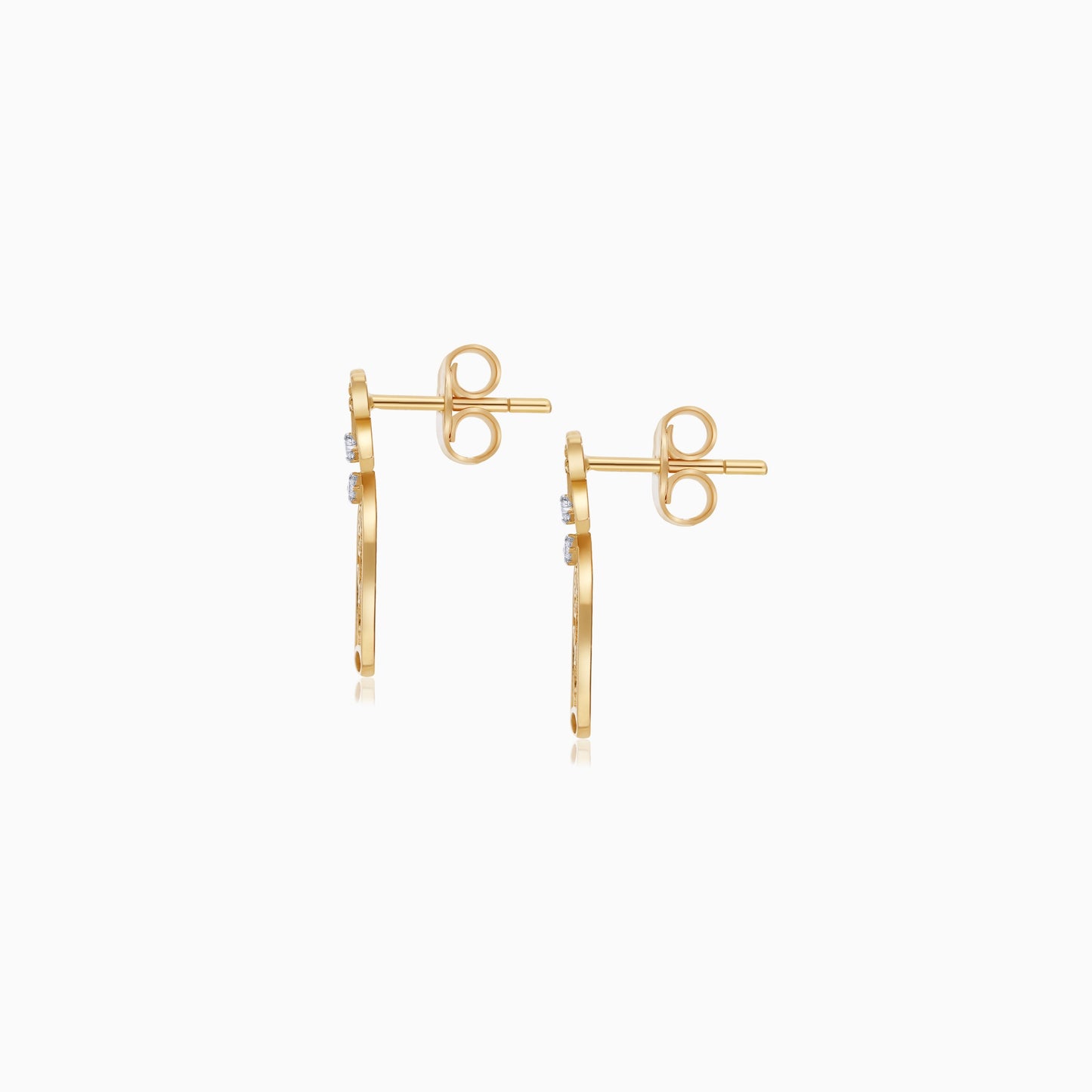 18k Yellow Gold Disney Princess Belle Rose Jar Earrings with Natural Diamonds | Disney Collection
