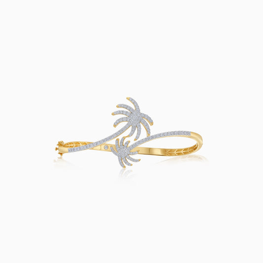 18K Yellow Gold Palm Tree Bangle Decorated with Natural Diamond | Al Nakhla Collection