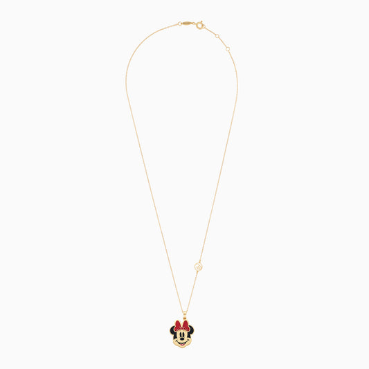 18k Yellow Gold- Minnie Mouse Face Necklace- with Enamel | Disney - Mickey & Friends