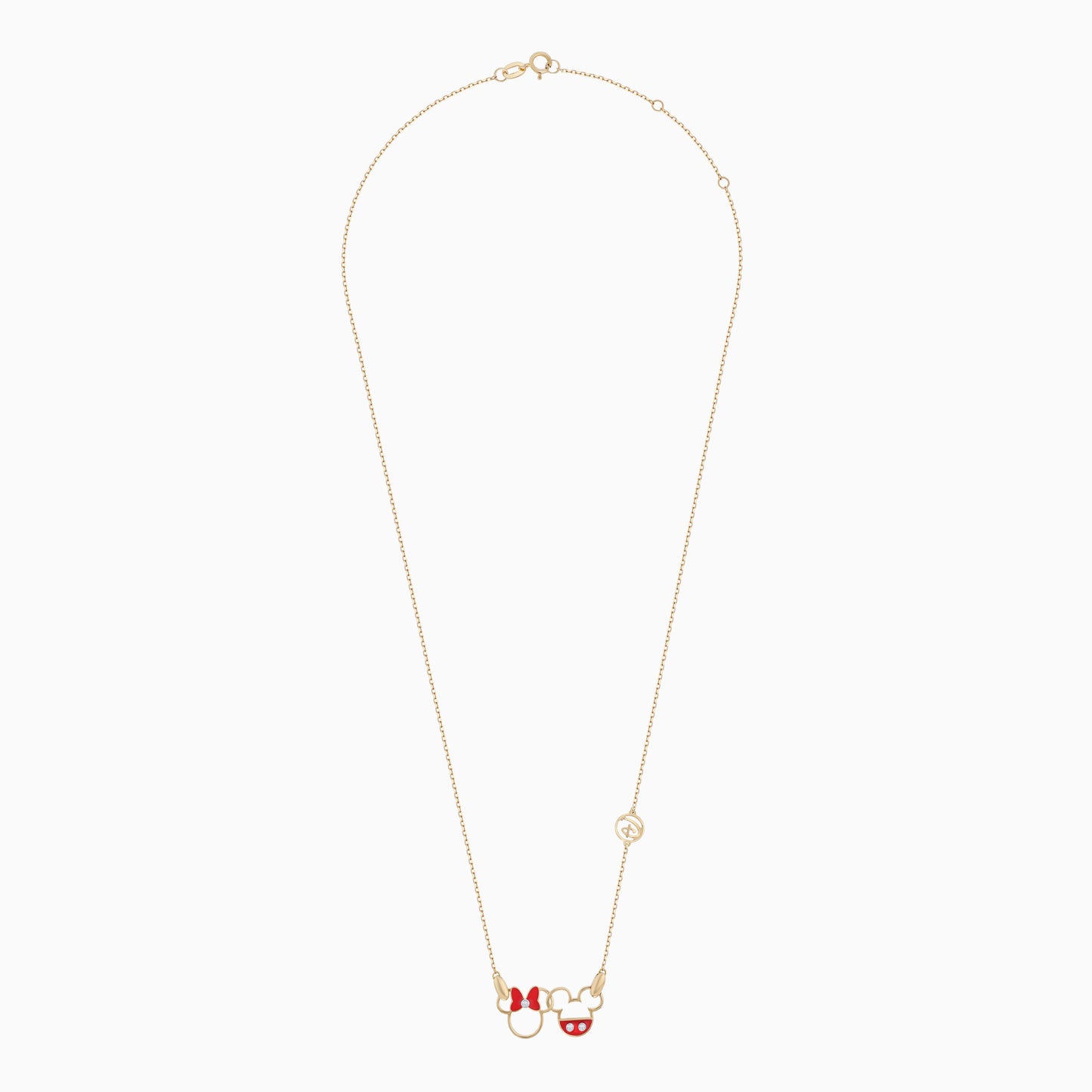 18k Yellow Gold Mickey & Minnie Necklace for Kids | Disney Collection with Diamonds & Enamel