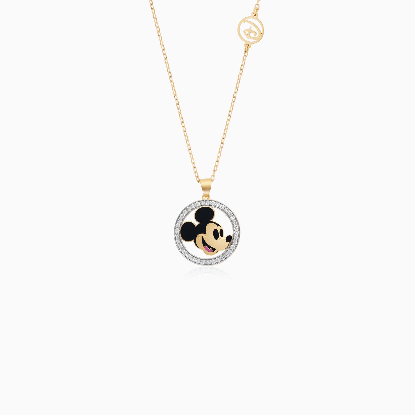 18k Yellow Gold Mickey Mouse Necklace for Kids with Diamonds & Enamel | Disney Collection