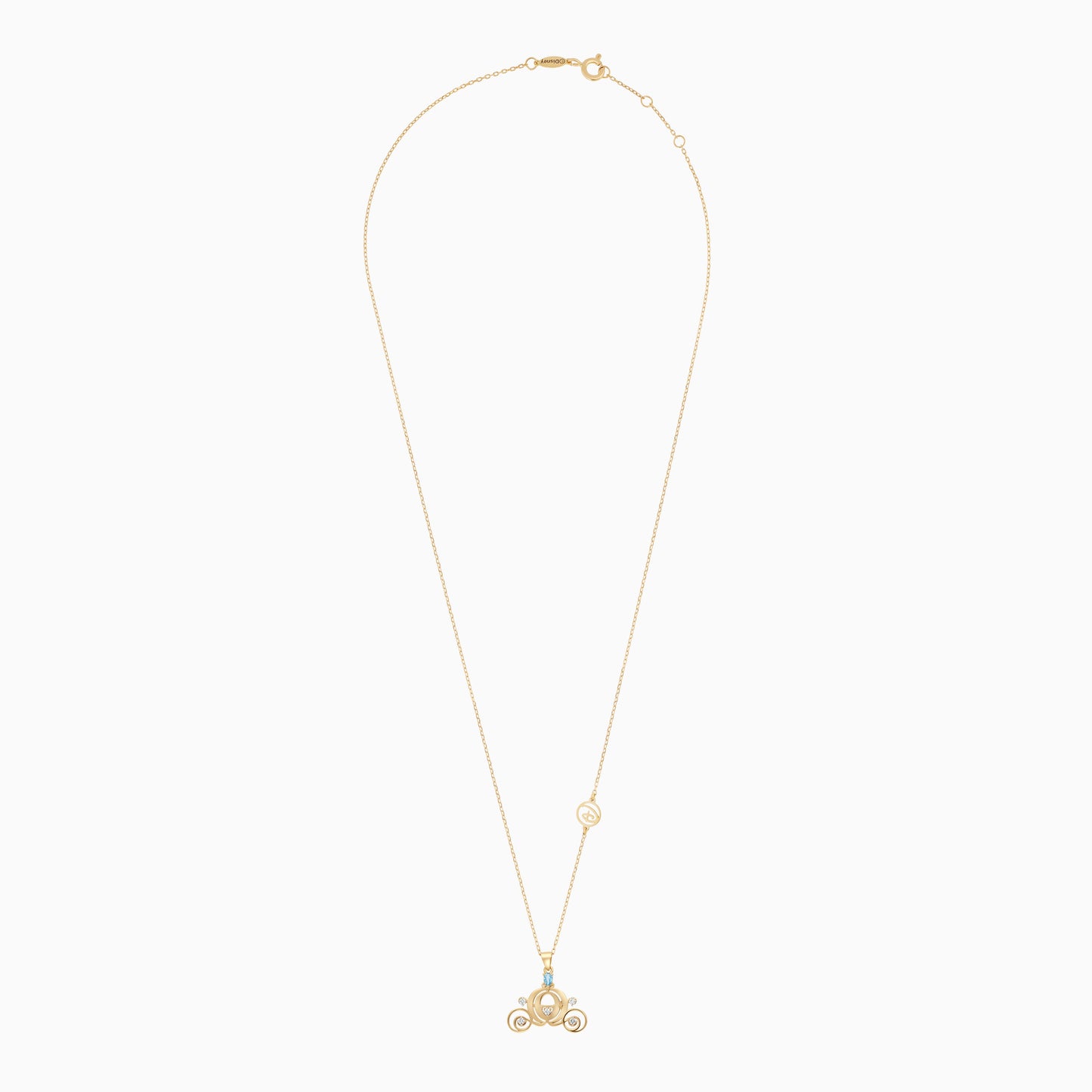 18K Yellow Gold Cinderella Pumpkin Coach Necklace with Natural Diamonds & Blue Topaz | Disney Collection