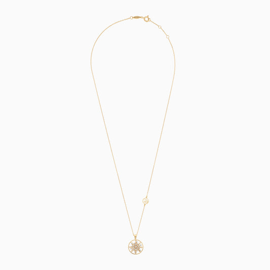 Disney Frozen-18K Yellow Gold - Snowflake Rotating Necklace -With Natural Diamonds