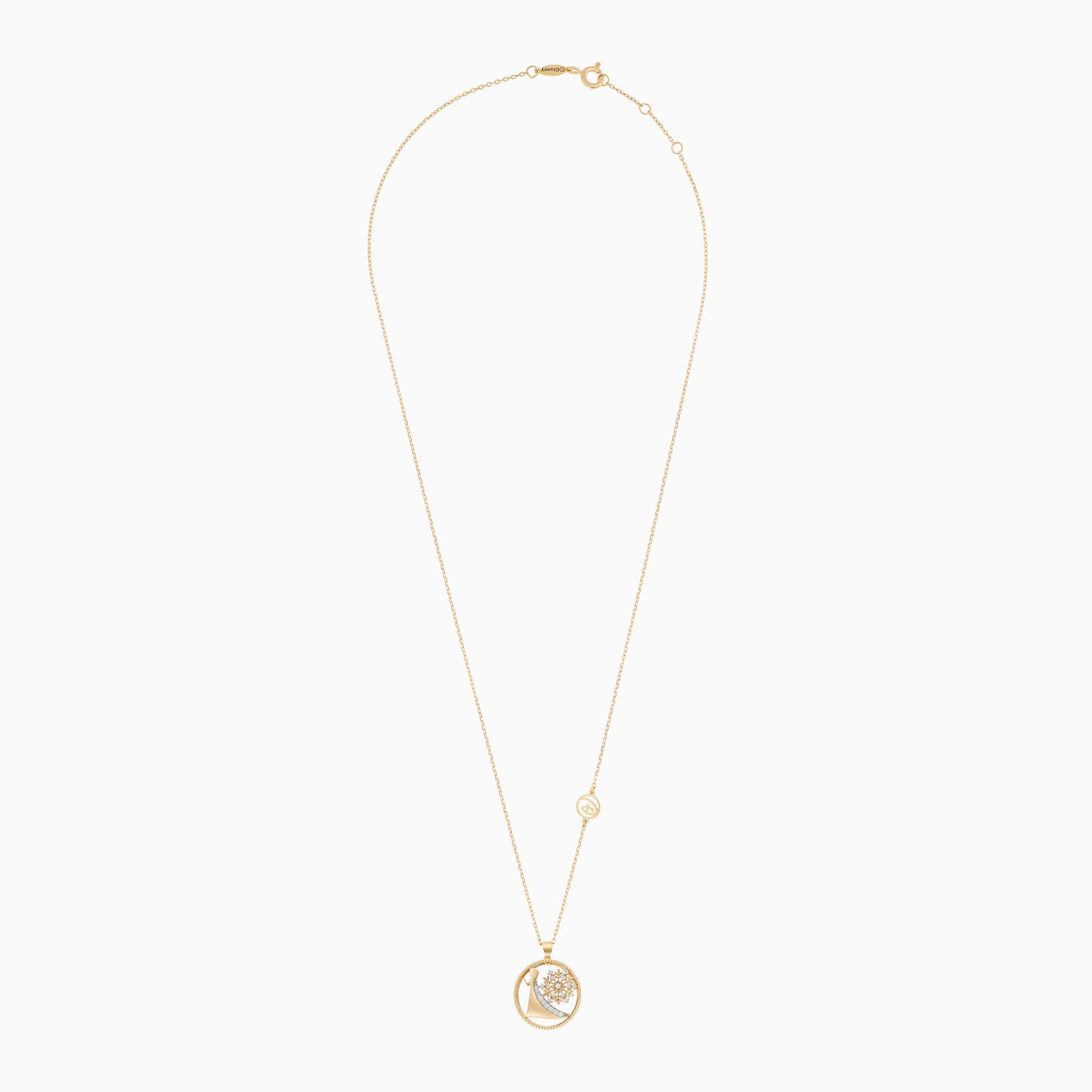 Disney Frozen- Elsa & Snowflake Necklace in 18k Yellow Gold with Diamonds | Disney Collection