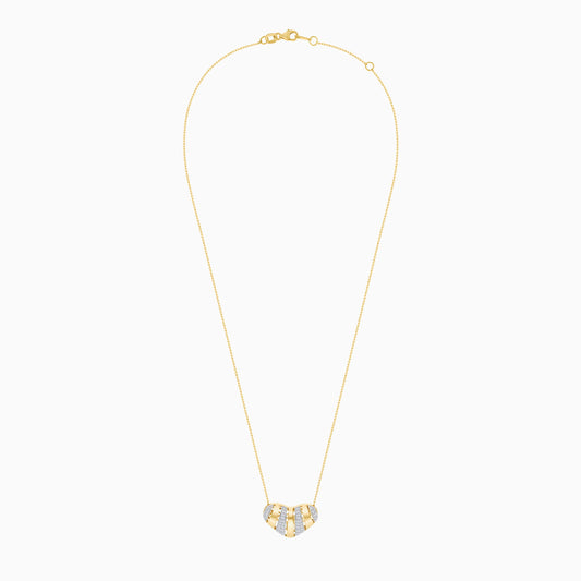 18k Yellow gold necklace with heart-shaped pendant decorated with natural diamond stones | Valentine collection