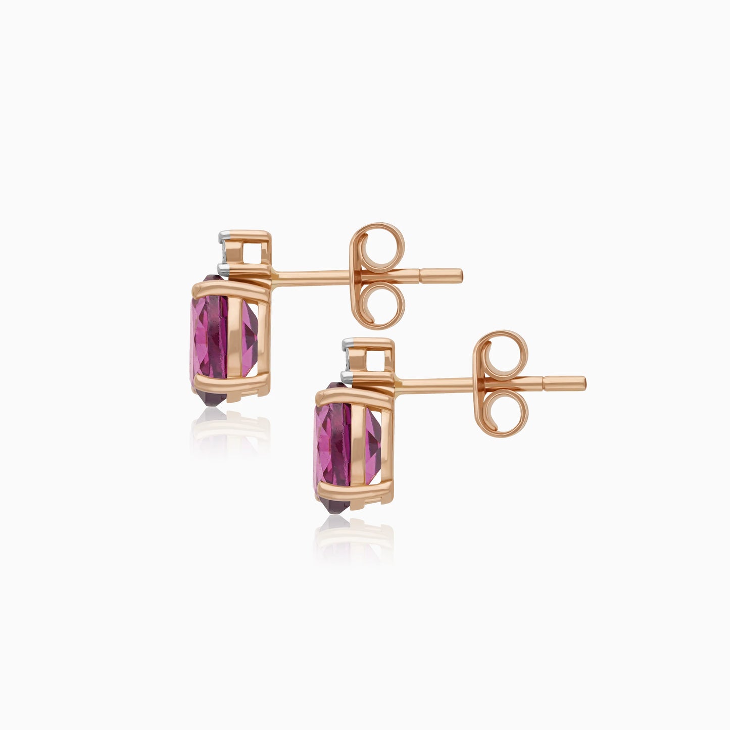 Chic Rose Gold Earrings with Rhodolite Garnet & Natural Diamonds – Colour Classic Collection