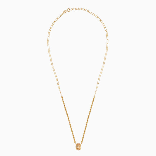 18K Yellow Gold Rope & Paperclip Chain with Yellow Swarovski Zircon | Valentine Collection