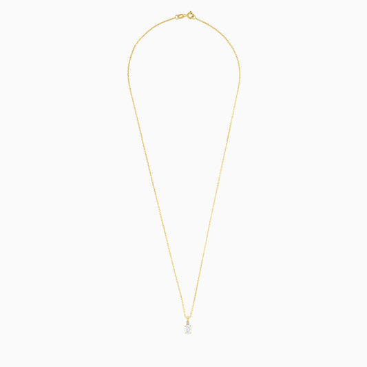 Classic 18k Yellow Gold Necklace with Chalcedony & Sparkling Natural Diamond