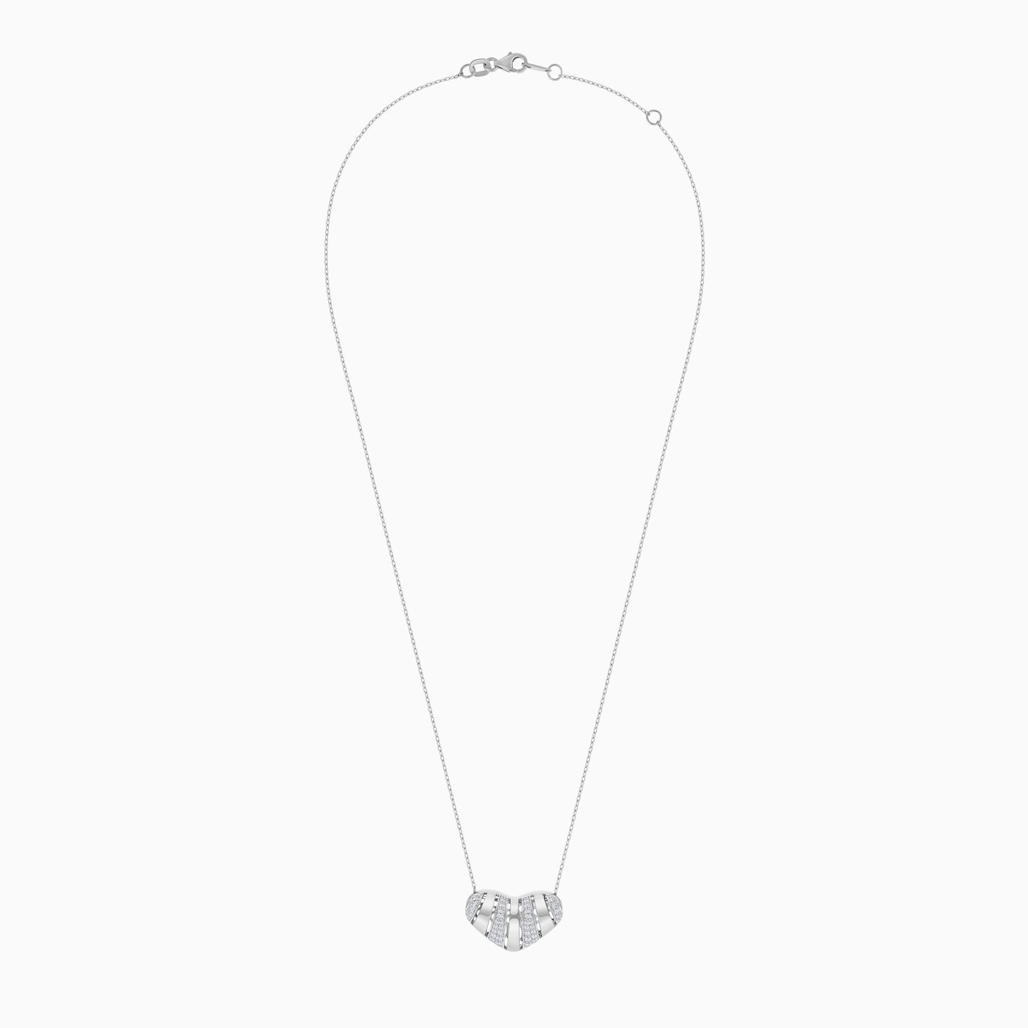 18k White Gold Necklace with Natural Diamond Heart Pendant