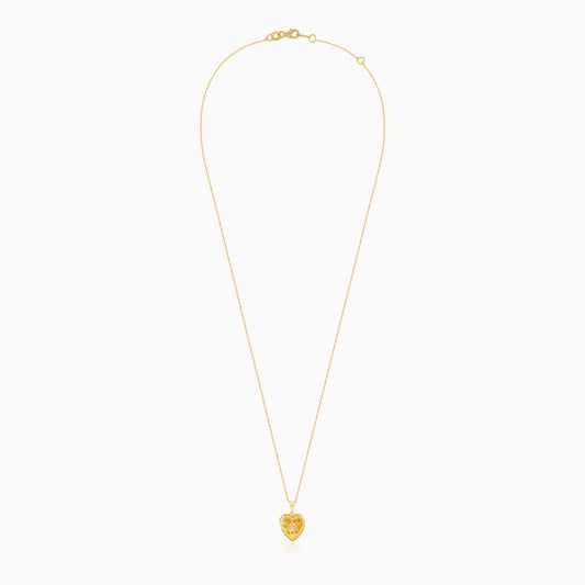 18k yellow gold Heart Pendant with dancing Diamond