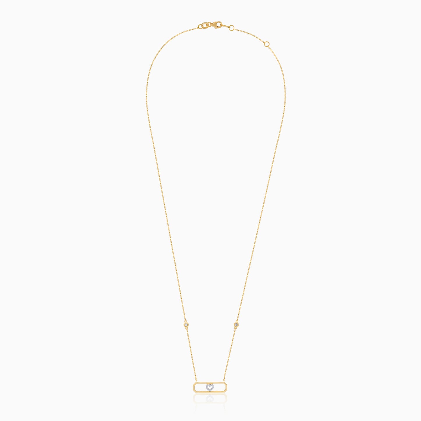 18K Yellow Gold Heart Pendant Chain with Natural Diamonds | Valentine Collection
