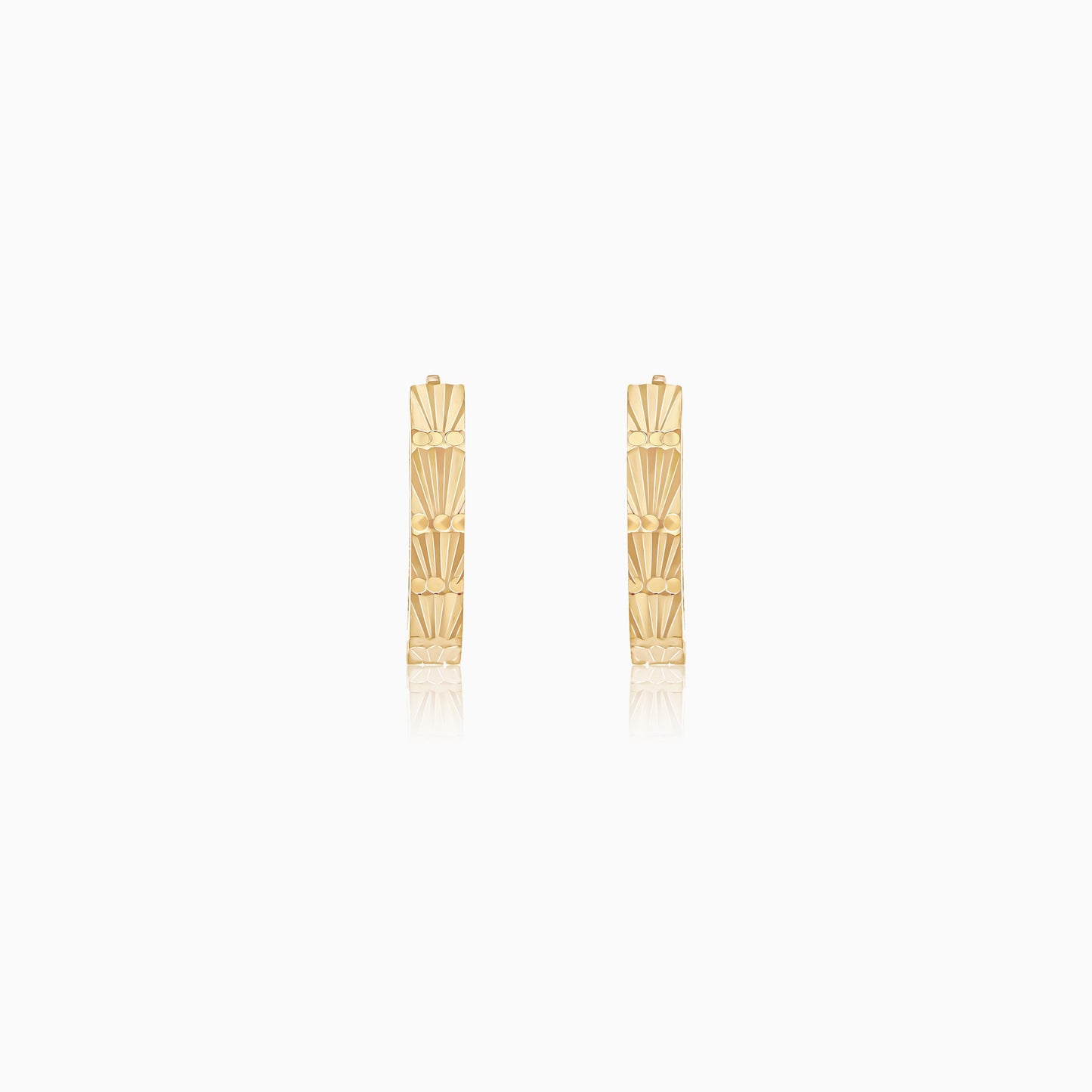 18K Yellow Gold Round Earrings for Women