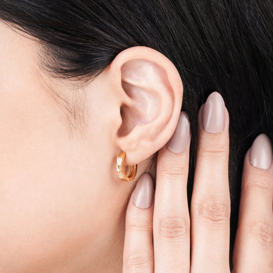 18K Yellow Gold Round Earrings for Women