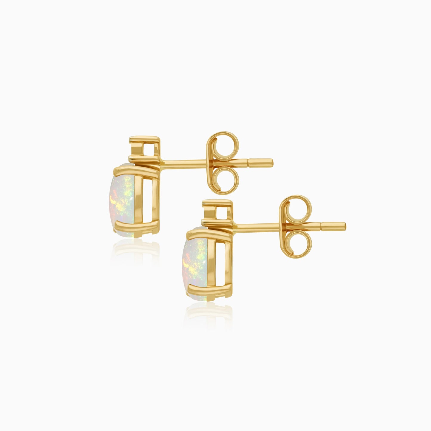 أقراط من الذهب الأصفر عيار 18 قيراطًا مرصعة بالأوبال والماس - مجموعة الألوان الكلاسيكية