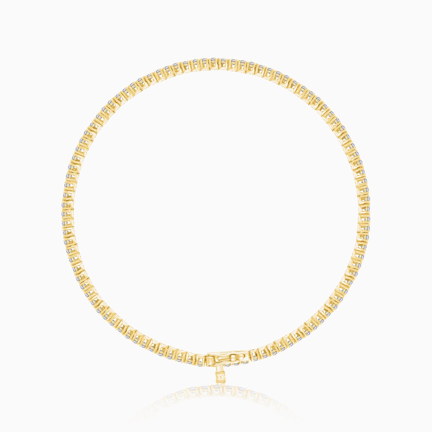 18K Yellow Gold Decorated with Full Eternity Natural Diamond stones 2.0-carat Classic Setting Tennis Bracelet