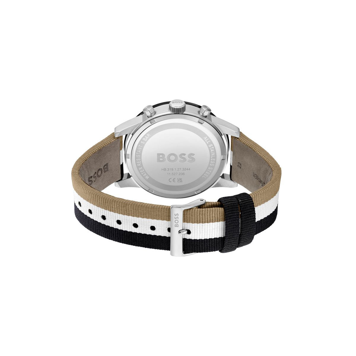 Boss watch Quartz movement in a Round case Stainless Steel with Nylon Multicolour Strap