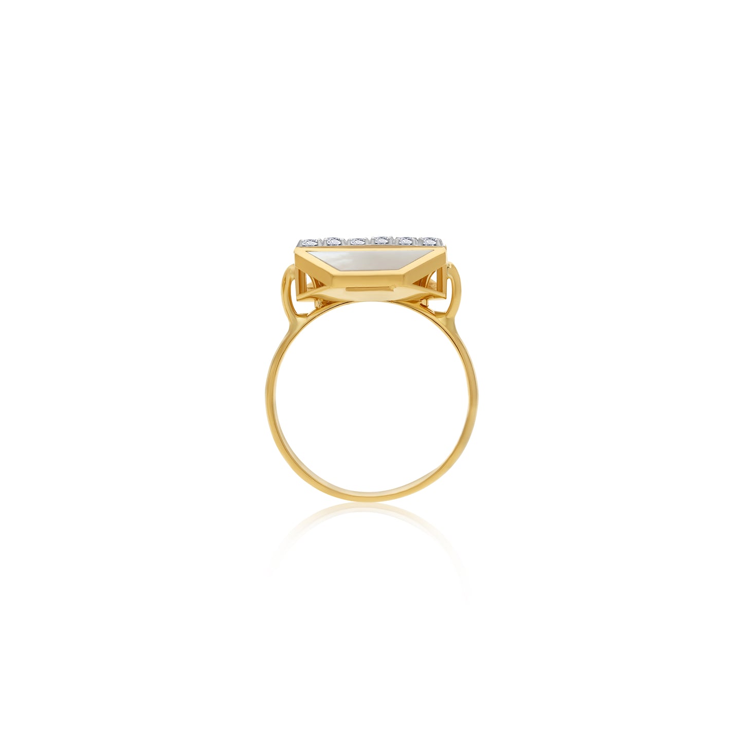 18k Yellow Gold Ring Natural Diamonds and MOP - Bovo Collection