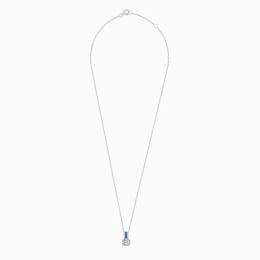 18K WHITE GOLD NECKLACE DECORATED WITH NATURAL DIAMOND AND SAPPHIRE STONES
