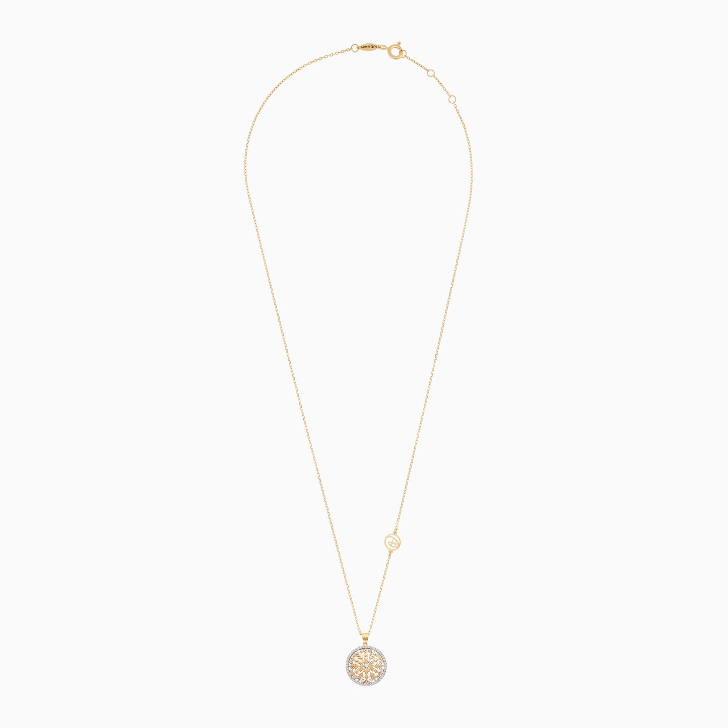 Disney Frozen-18 KT Yellow Gold - Snowflake Necklace with Natural Diamonds