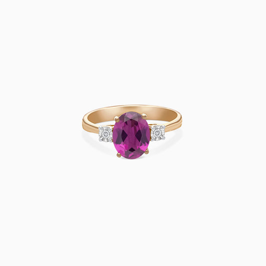 Unique Rhodolite Garnet & Natural Diamond Ring in 18k Rose Gold – Colour Classic Collection