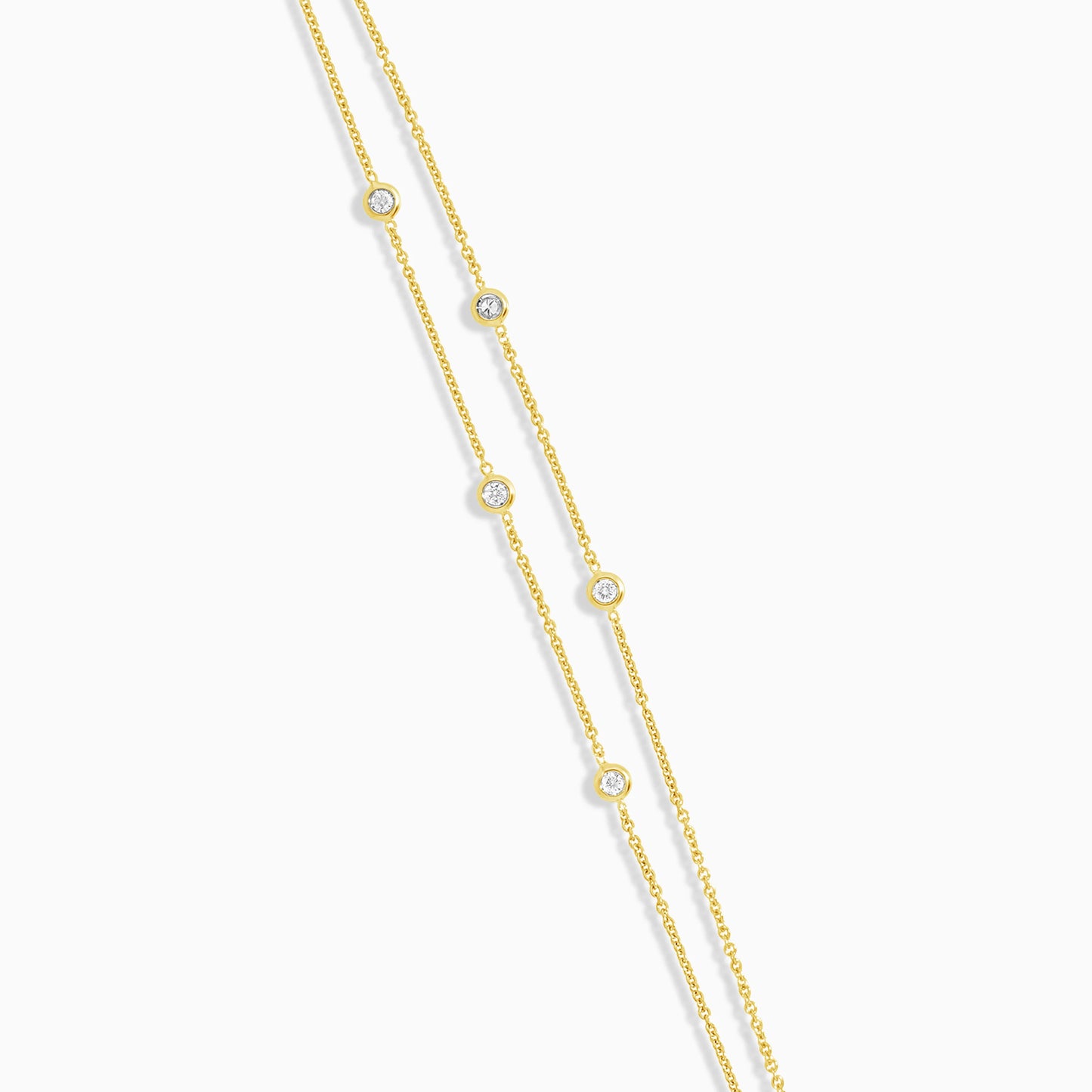 chic 2 layers 18k yellow gold diamond anklet | Trendy collection