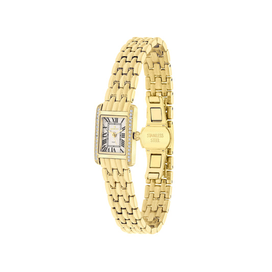 Gold Plated Rectangle Quartz Beaumont Ladies Watch