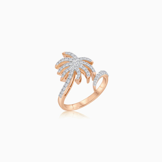 18k Rose Gold Ring in Palm Tree shape Decorated with Natural Diamond | Al Nakhla Collection