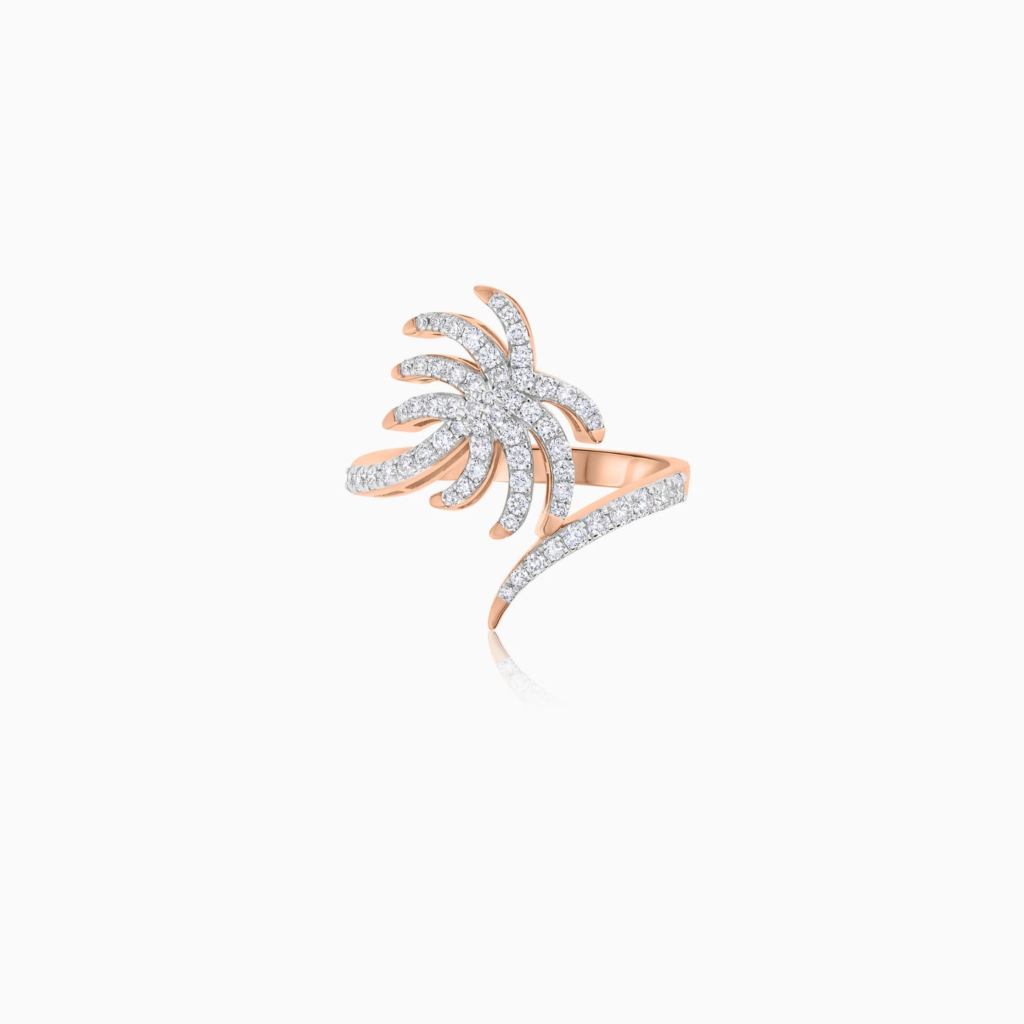 18k Rose Gold Ring in Palm Tree shape Decorated with Natural Diamond | Al Nakhla Collection