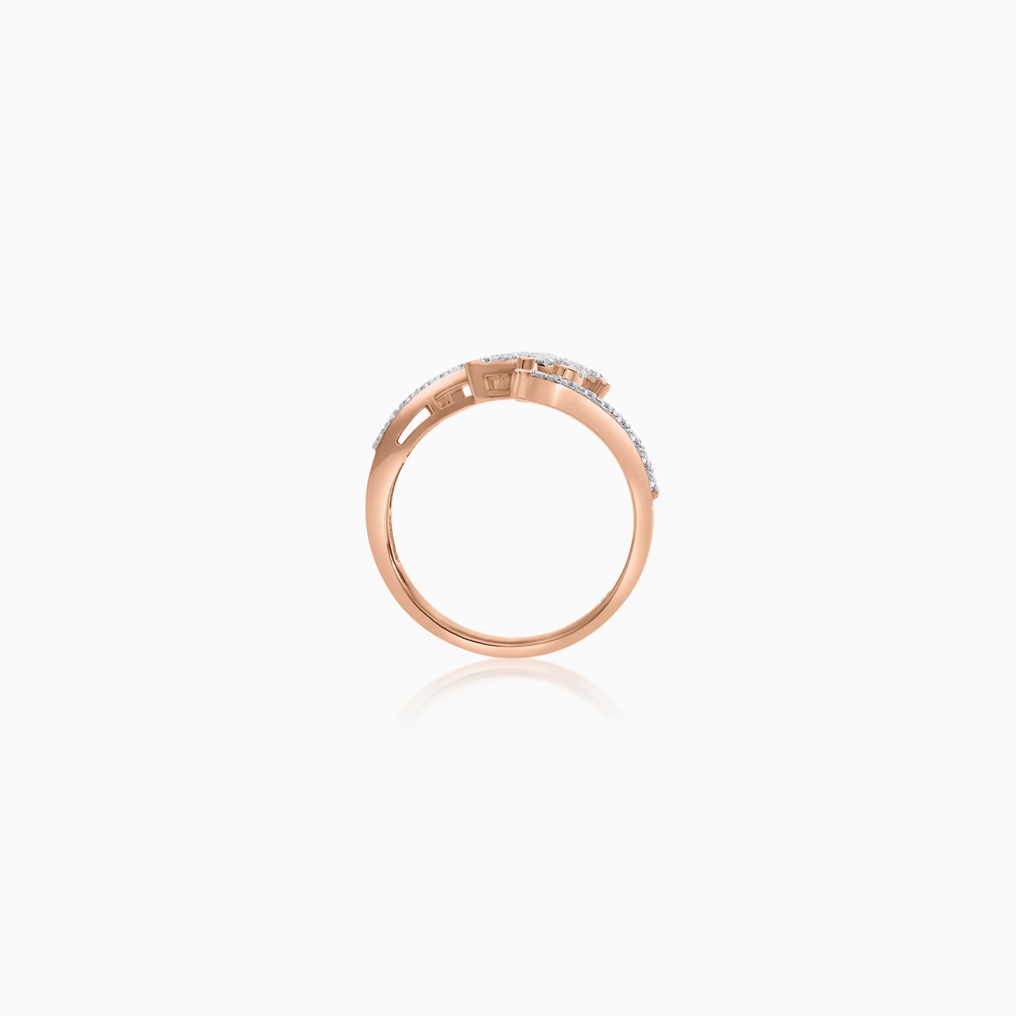 18K Rose Gold Ring in Palm Tree Shape Decorated with Natural Diamonds | Al Nakhla Collection