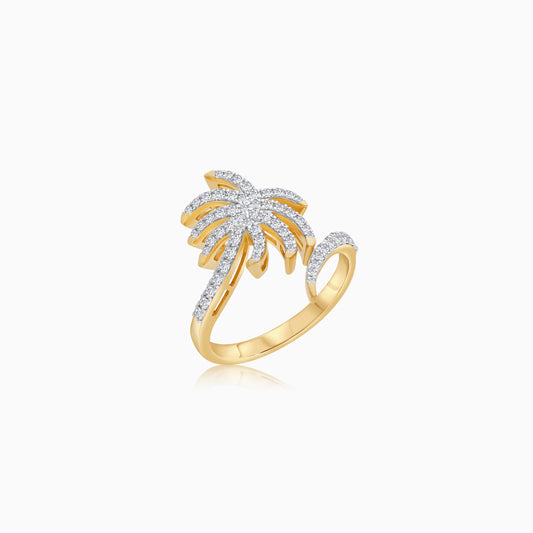18k Yellow Gold Ring in Palm Tree shape Decorated with Natural Diamond | Al Nakhla Collection
