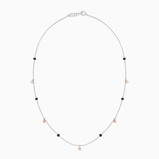 Platinum stamped "PT 950" and 18k Rose gold Chain and Natural Diamonds