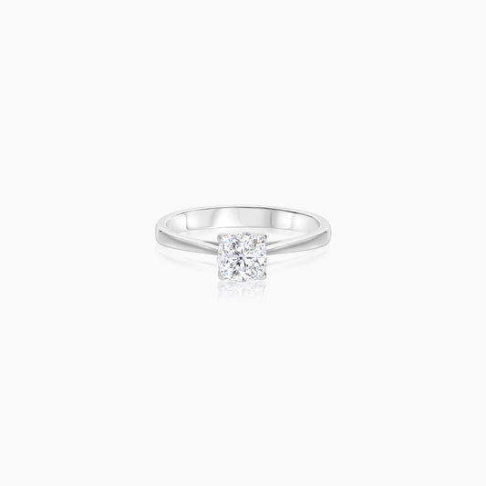 18K White Gold Ring with Square Cushion Brilliant Natural Diamond Stone | Solitaire
