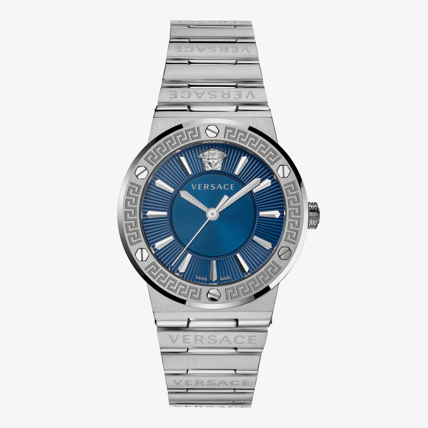 VERSACE WATCH GRECA LOGO 38 D/BLU B/SS SS SS - SS BRACELET