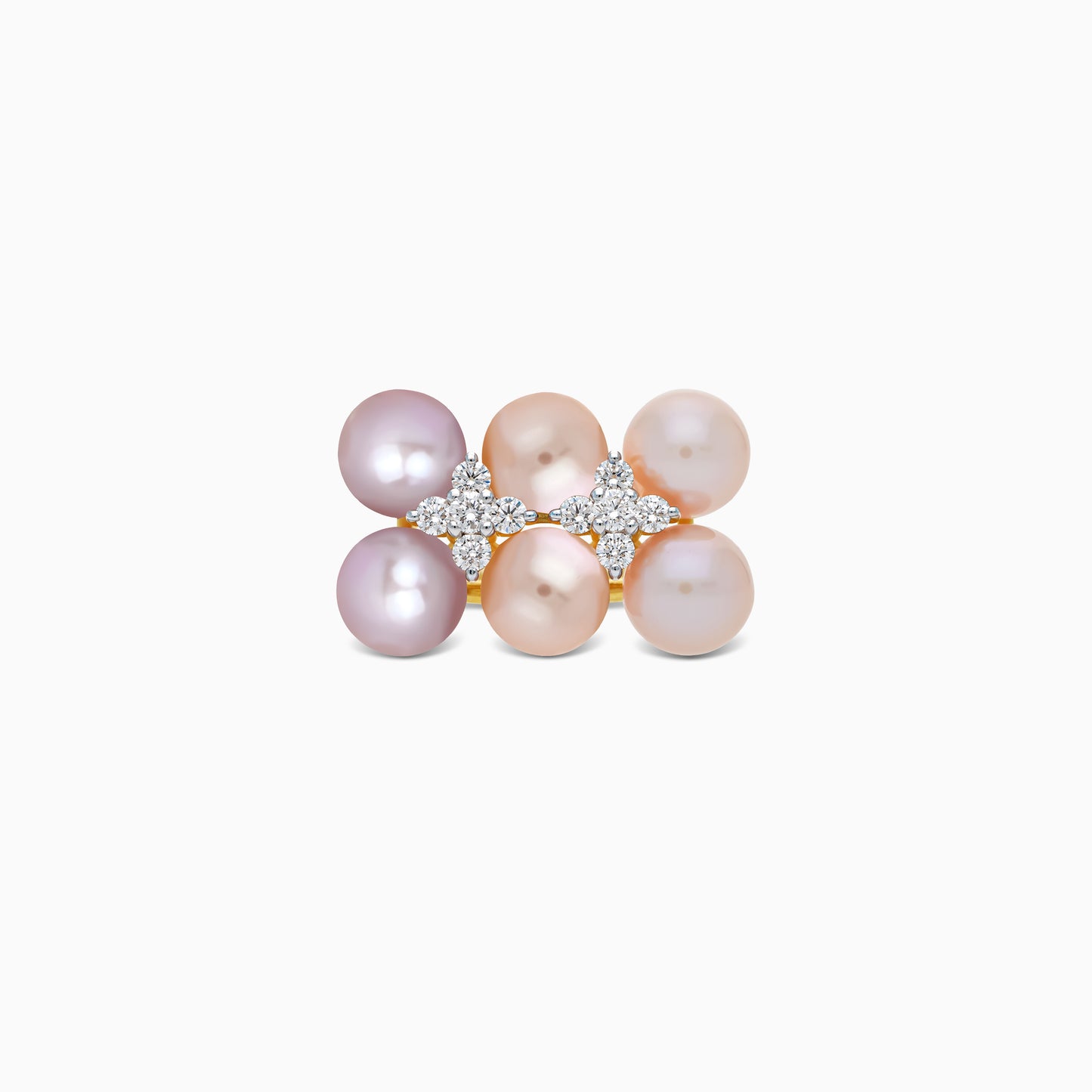 Multi-color pearls and natural diamonds Ring in 18k yellow gold | danah diamond collection