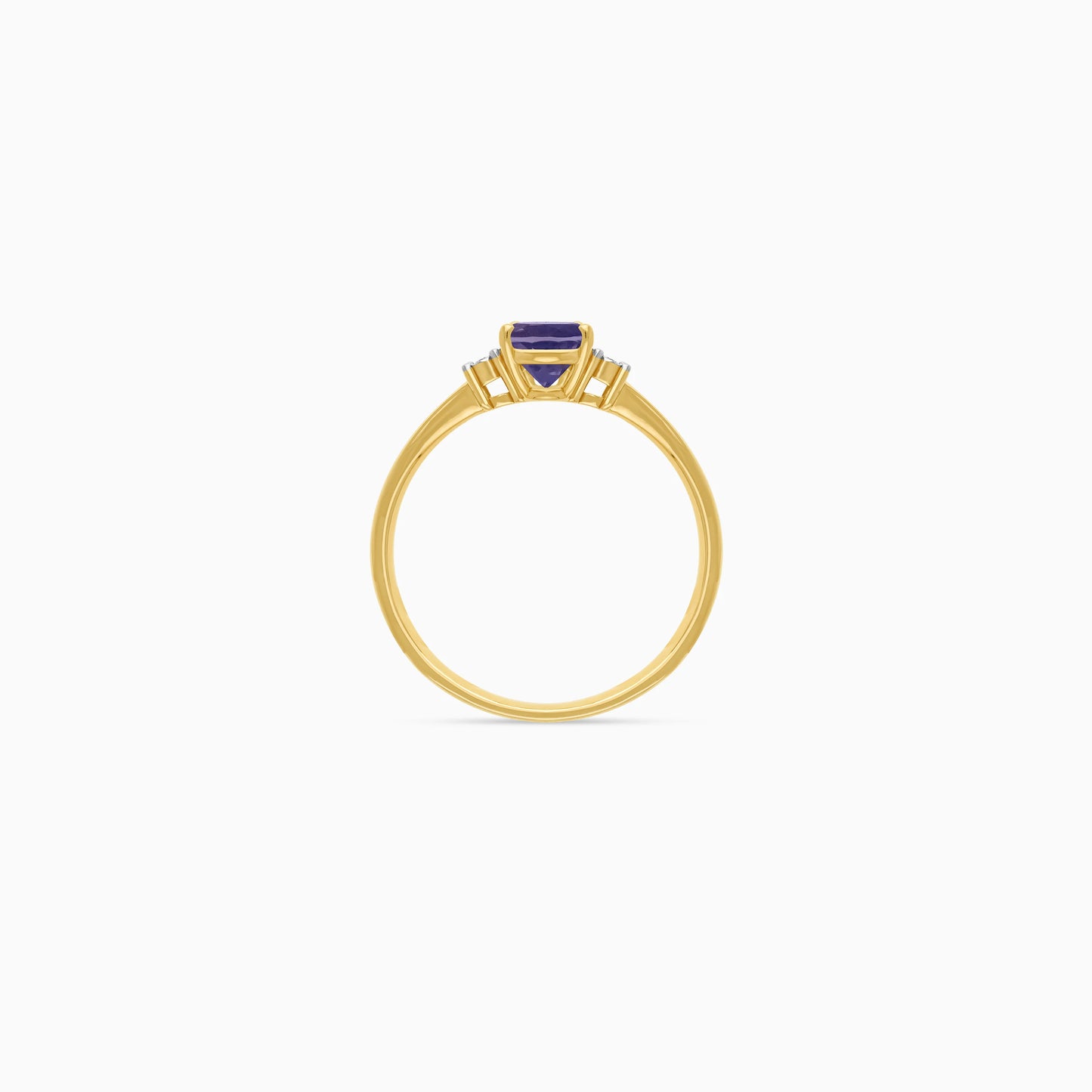 18k Yellow Gold Colour Classic Ring Featuring Iolite and Natural Diamonds – A Stunning Statement Piece