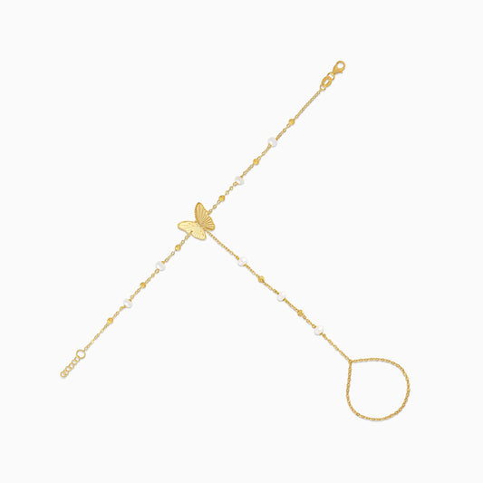 18K YELLOW GOLD BRACELET DECORATED WITH PEARLS