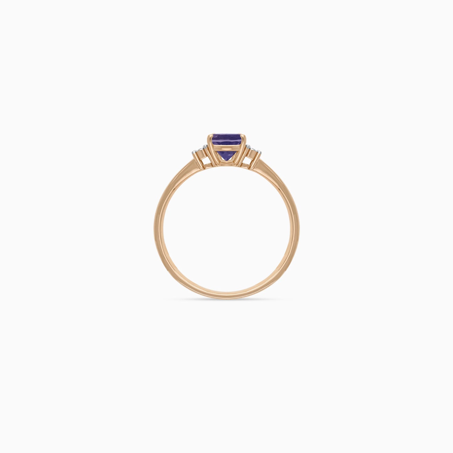 18k Rose Gold Ring Decorated with Iolite Gems and Natural Diamond | Colour Classic Collection