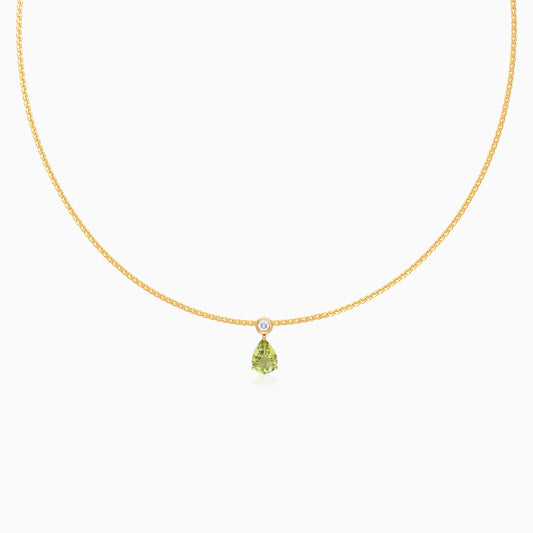 Filo Pear shaped Tourmaline & Natural Diamond 18k Yellow Choker