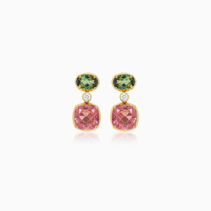 Filo 18k Yellow Gold Natural Diamonds Gemstones Earrings