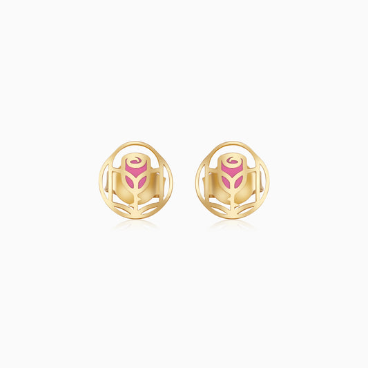 18k Yellow Gold Disney Princess Belle Earrings for Kids | Disney Collection